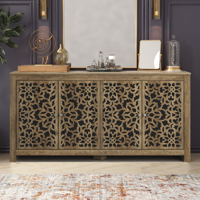 Arrastia 58.4" Wide Sideboard, Knotty Oak/Black