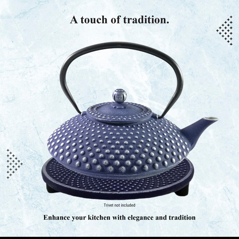 Buckingham Cast Iron Hobnail Teapot - Blue Pimple Pattern, 800ml