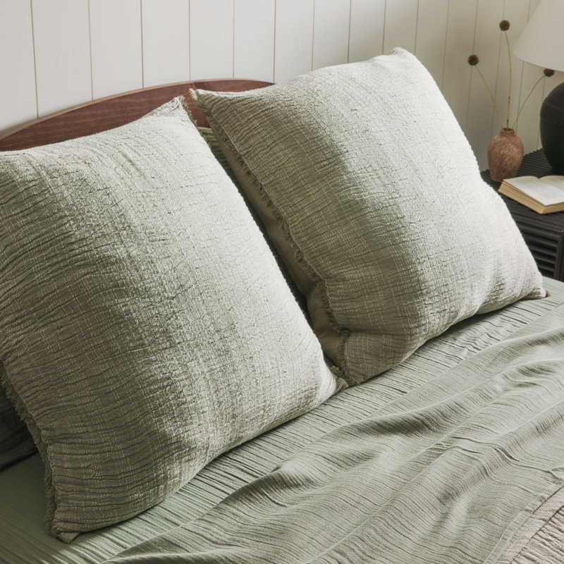Zen Crinkled Comfort Flat Sheet (Matcha), Full/Double Flat Sheet