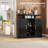 LED Wine Bar Cabinet with Power Outlet, Modern Coffee Bar & Sideboard Buffet with Wine Rack Storage-133492791