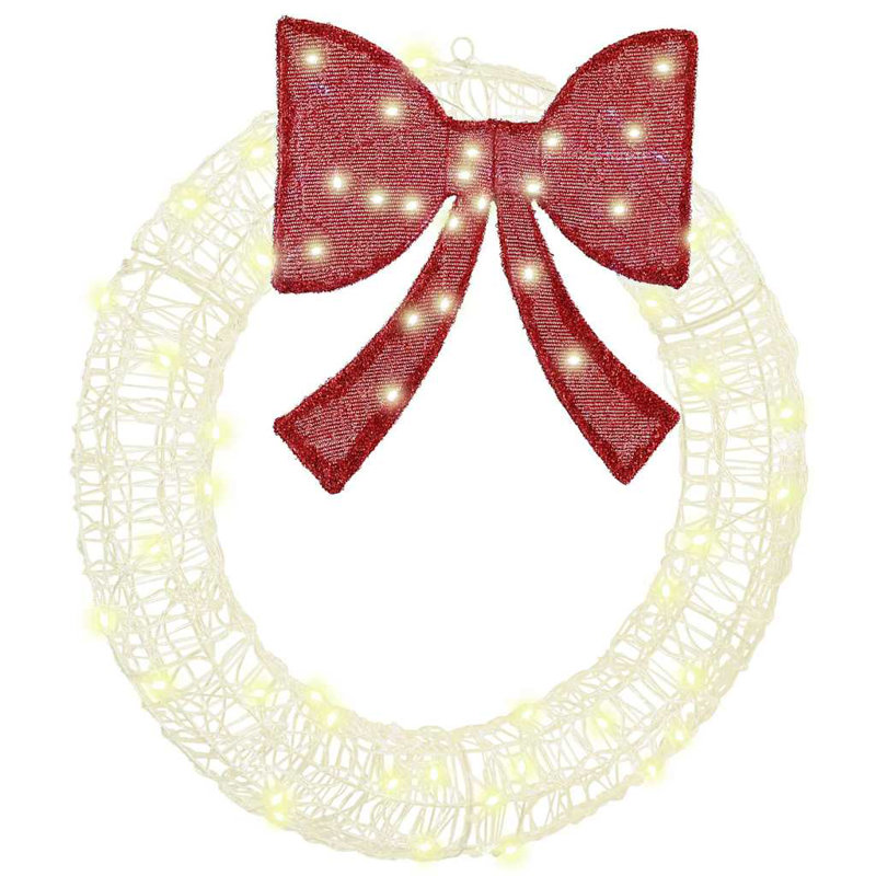 Faux Acrylic Wreath, Warm White, 76 cm x 76 cm