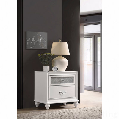 2-Drawer Bedroom Nightstand, White Finish