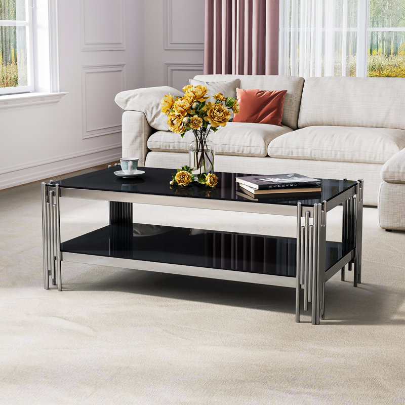 Glass Top Single Coffee Table, Silver