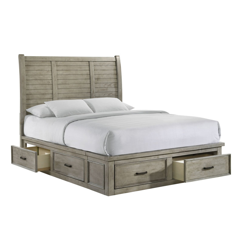 Grand lit de rangement Gracie Oaks Aalya en gris Drift