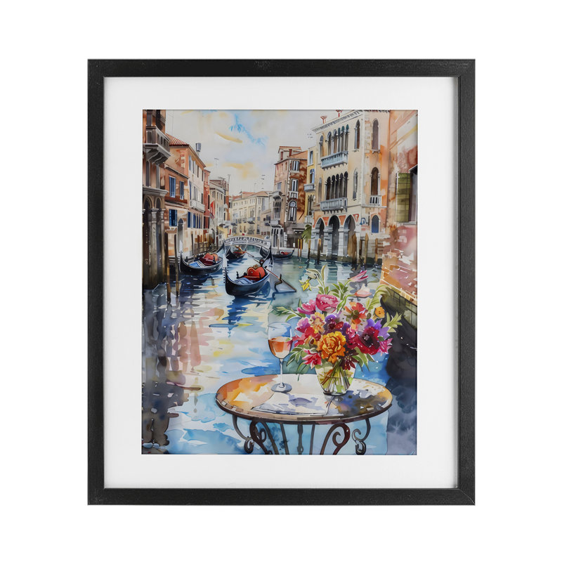 «Quiet Canal City View», reproduction encadrée sous verre, conception de LSR Creative Studio, Cadre noir minuit