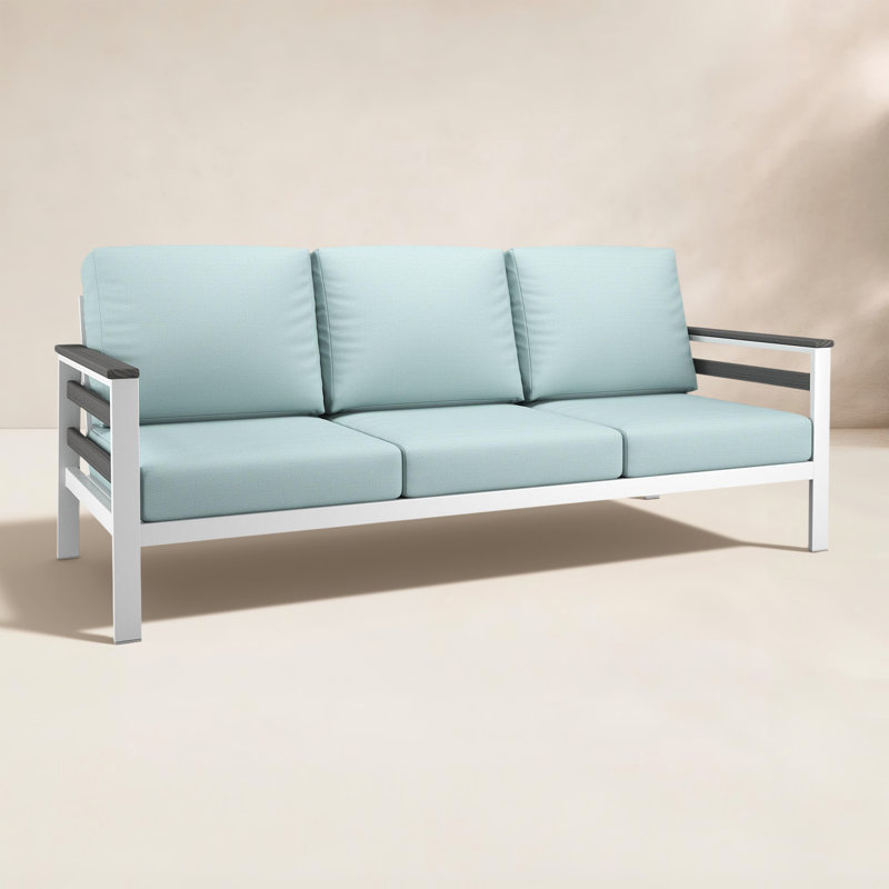 Canapé d'extérieur en métal avec coussin Sunbrella Townsend, Bliss Dew