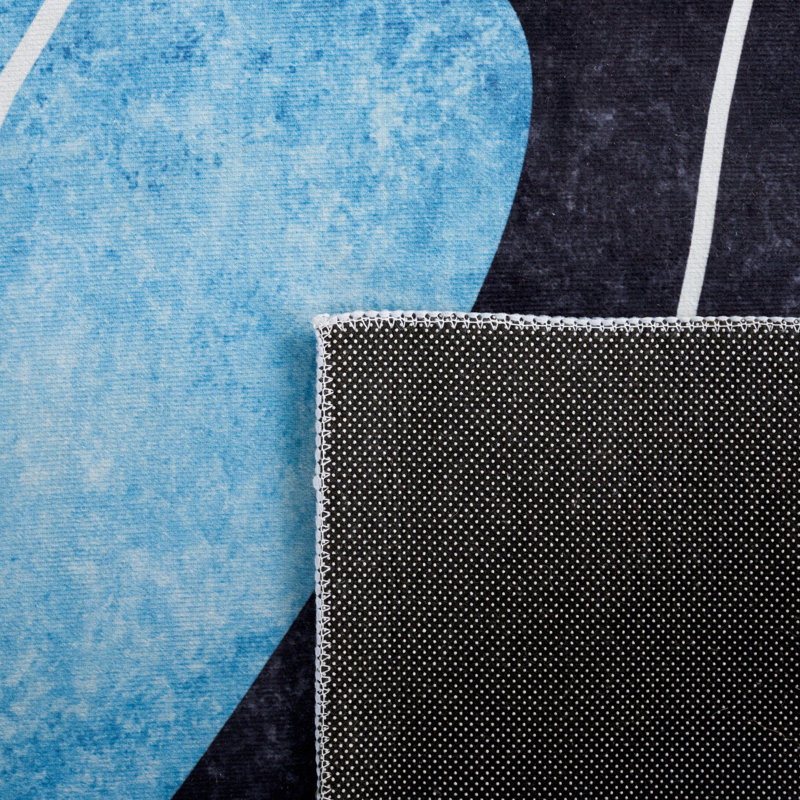 Tacoma Gray and Turquoise Abstract Washable Rug