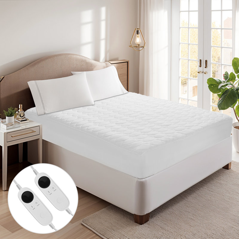 Protège-matelas électrique chauffant Lindy, Double TG, Blanc
