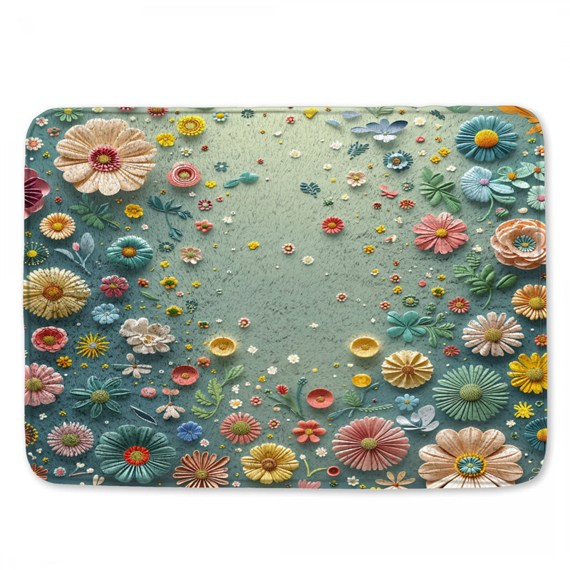 Tapis de bain floral, L 24 po x L 17 po