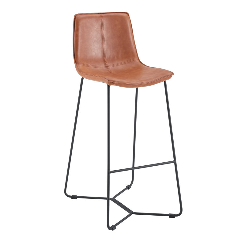 Dorine Stool, Bar Stool (29.5” Seat Height), Honey Faux Leather