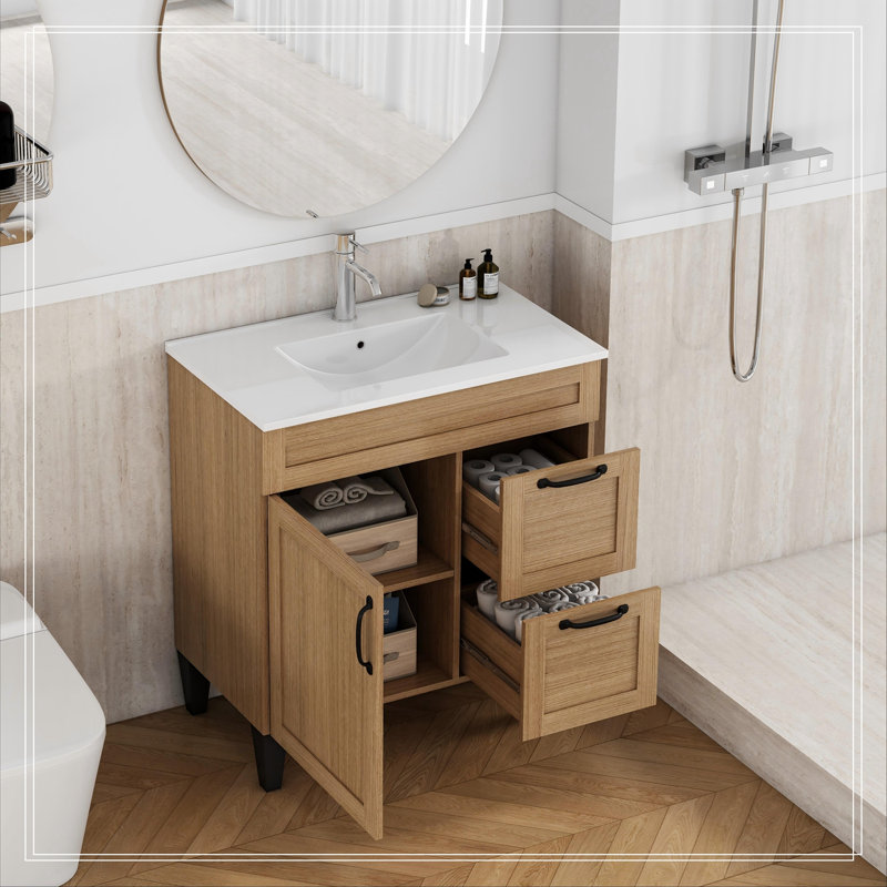 Meuble-lavabo avec lavabo, 2 portes et 2 grands tiroirs