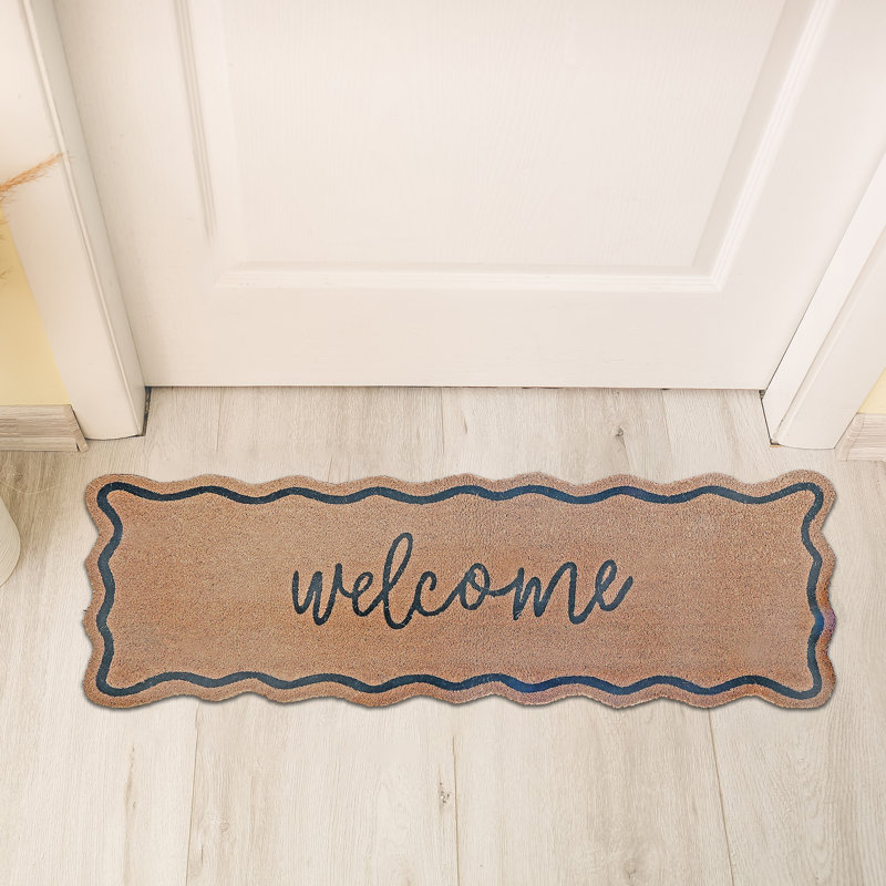 Tapis de porte en fibre de coco festonné 16 po x 48 po Welcome