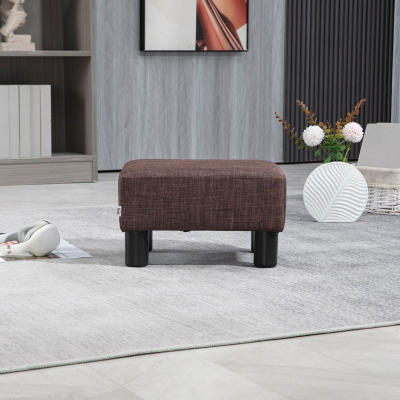 40cm Wide Tufted Solid Colour Footstool Ottoman, Brown