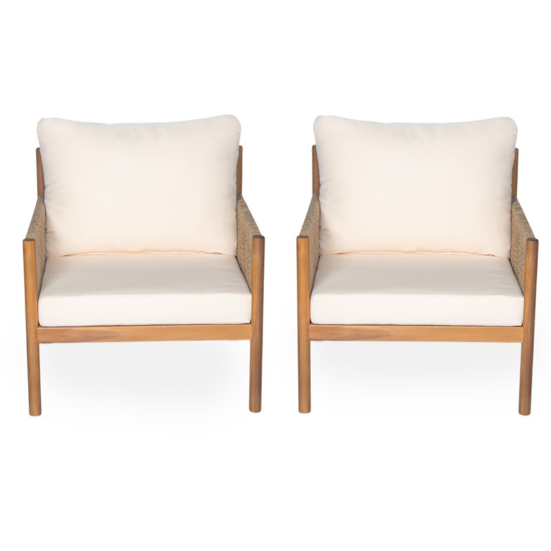 [Set of 2] Modern Outdoor Woven Lounge Chair