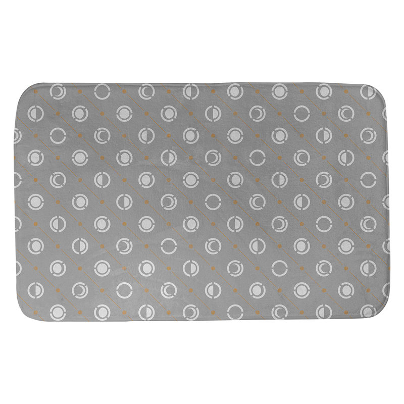 Tapis de bain géométrique antidérapant en microfibre Moon phases, l 17 po x L 24 po, Gris / orange