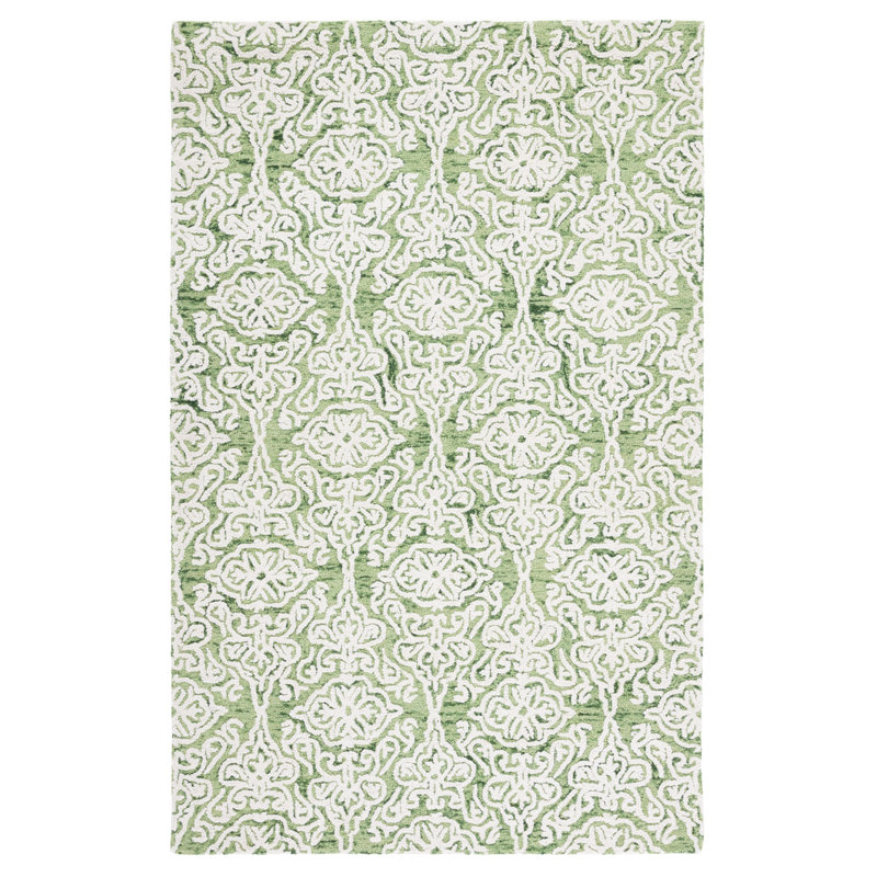 Tapis damassé en laine Anjaliyah, Rectangle 6 pi x 9 pi