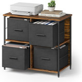 File Cabinet with 4 Drawers, Printer Stand, for A4, Letter-Size Files, Hanging File Folders, Home Office, Rustic Brown and Ink Black