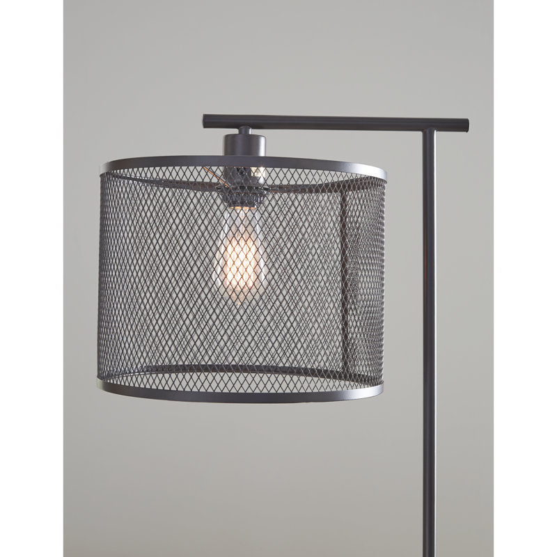 Contemporary Urban Bronze Metal Floor Lamp with Mesh Shade