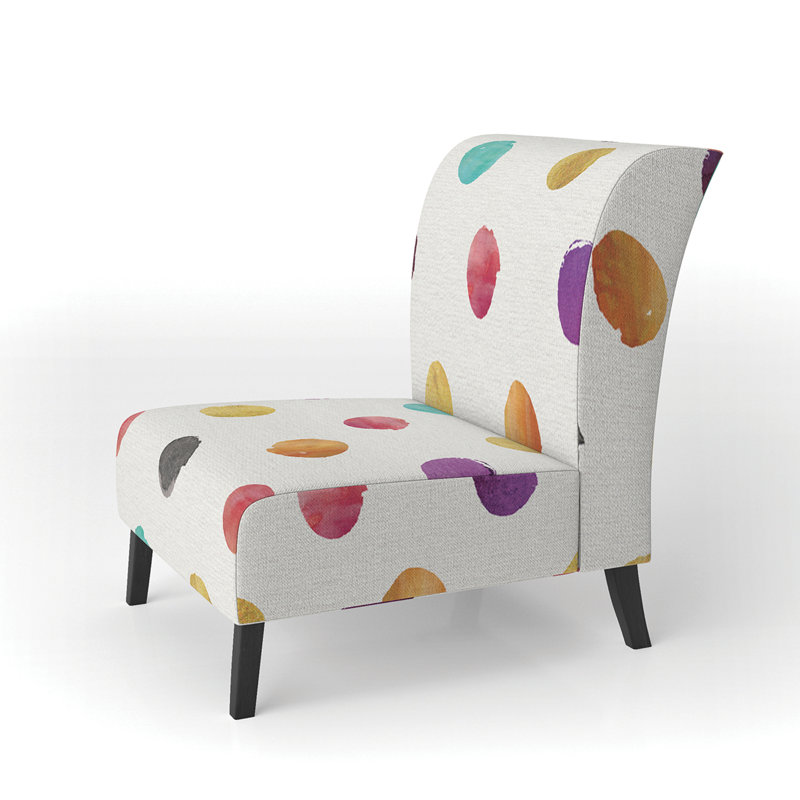 Orange Blue and Purple Polka Dot Pattern - Transitional Upholstered Slipper Chair