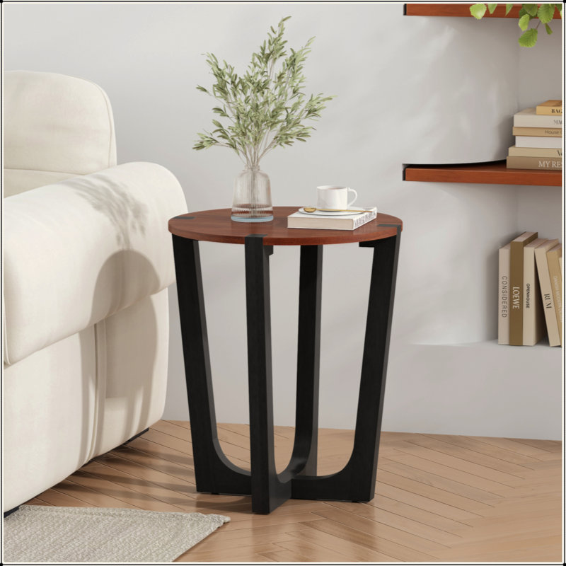 Table d'appoint en bois massif d'acacia avec plateau circulaire, parfaite pour une utilisation moderne et polyvalente