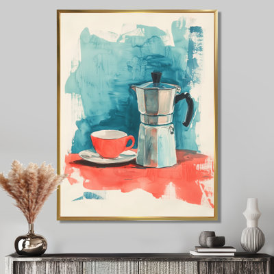 Red Cup Coffee Still Life - Cafe Framed Canvas Wall Art