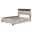 Lit plateforme tapissier avec tête de lit avec rangement, lit gigogne simple TG, 2 tiroirs et ensemble de prises et ports USB, tissu en lin-1614656673-1614656674