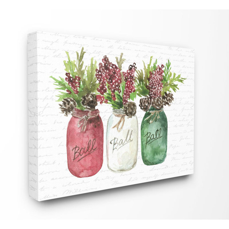 «Mason Jar Christmas Foliage», impression, Toile tendue, H 24 po x l 30 po