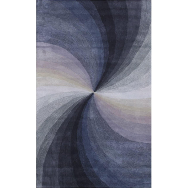 Tapis bleu en laine touffeté à la main Hanchett, Rectangle 5 pi x 8 pi