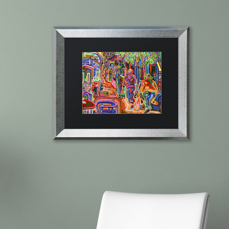 «Folk», reproduction d'impression encadrée, Noir, H 11 po x l 14 po, Cadre brun