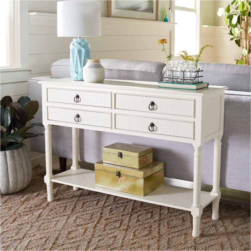 Haines 4-Drawer Bottom Shelf Console Tablevisit The Safavieh Store, White