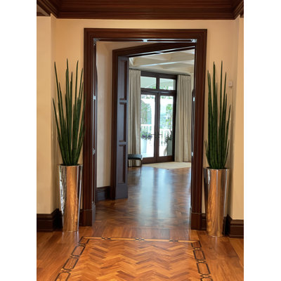 88'' Faux Snake Plant (Sansevieria) Plant in Metal Planter
