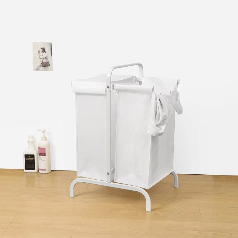 2 paniers à linge de grande capacité 110L, blanc, panier en tissu avec couvercle et cartes de tri pour les vêtements et le couvercle