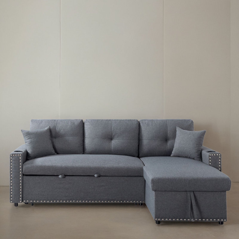Canapé modulaire 2 pièces Arza, 100 % polyester gris clair