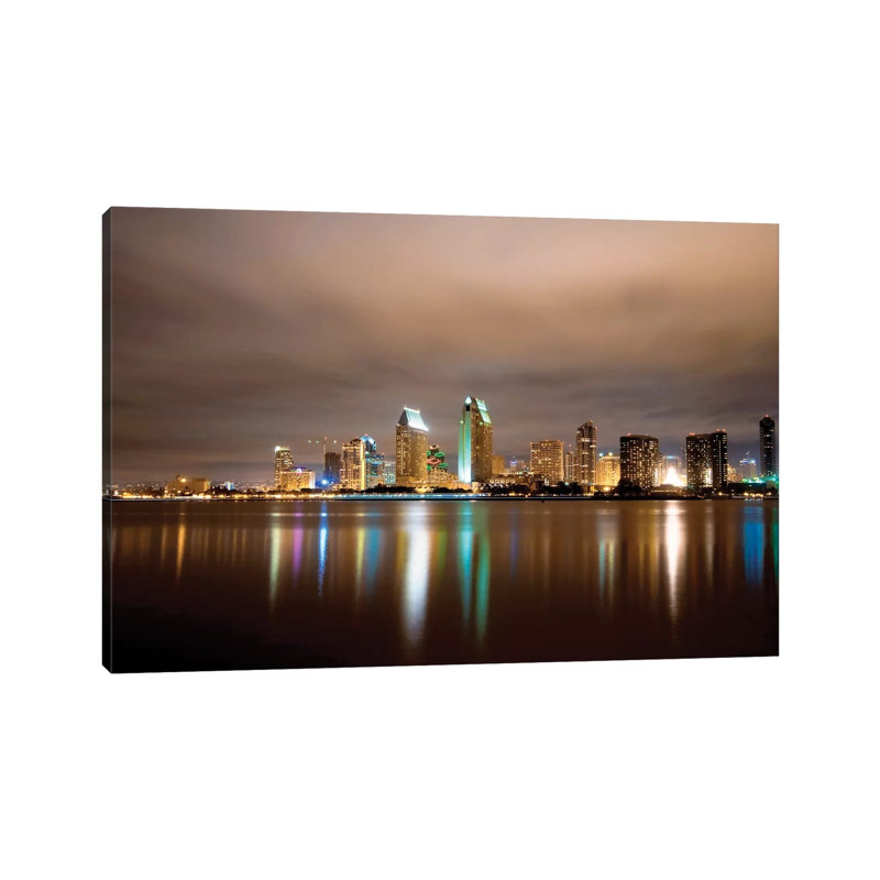 San Diego Night Panorama 1 Piece Wrapped Canvas Wall Art, 20.32 cm H x 30.48 cm W