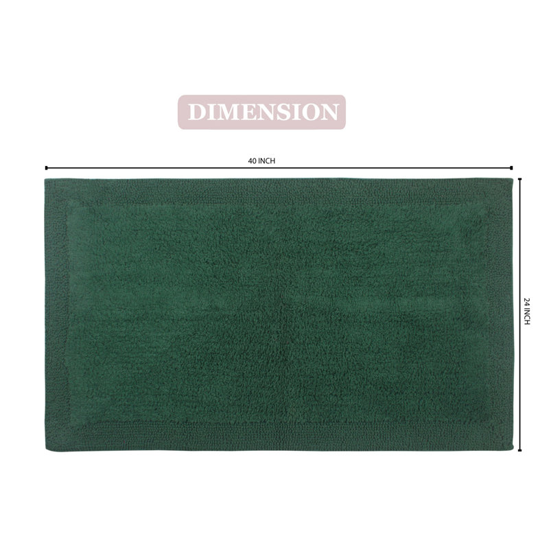 Bruss Luxury Solid Color Bath Rug Reversible, Bottle Green, 24" W x 40" L