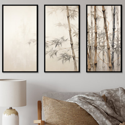 Ensemble de décoration murale beige en bambou minimalisme Serenity IV