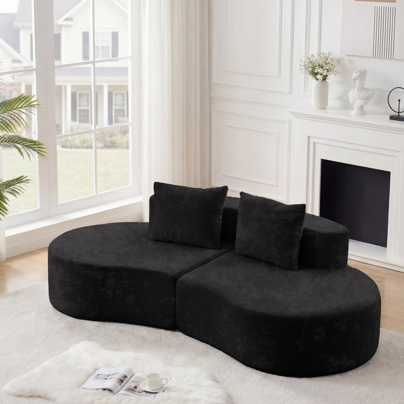 Canapé 2 pièces Boneless, Chenille noir