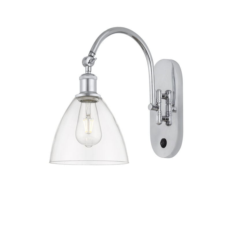 Bras pivotant en verre Amenda, Ampoule non incluse, Chrome poli