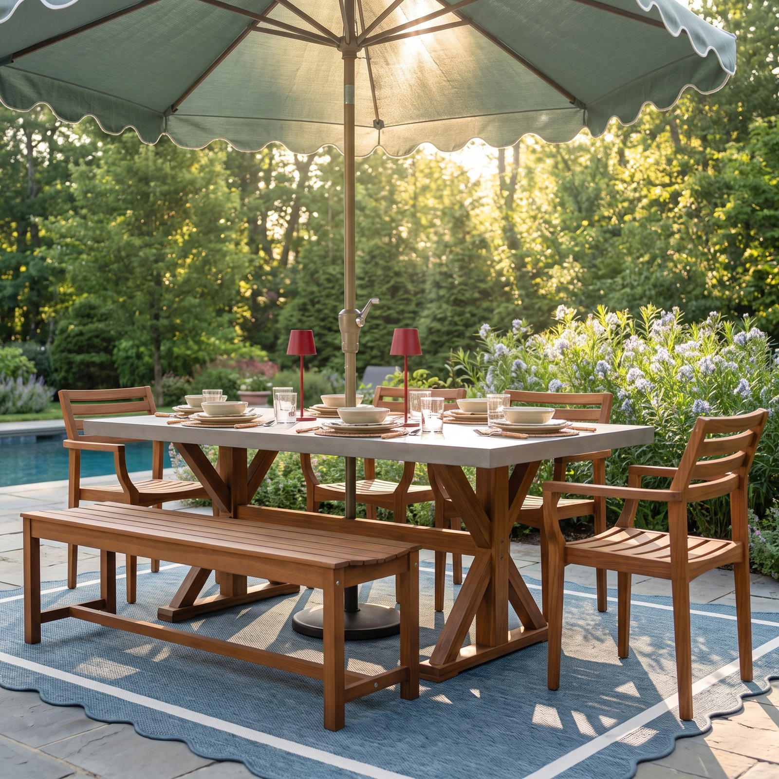 Kinsler 74" Eucalyptus Patio Dining Set