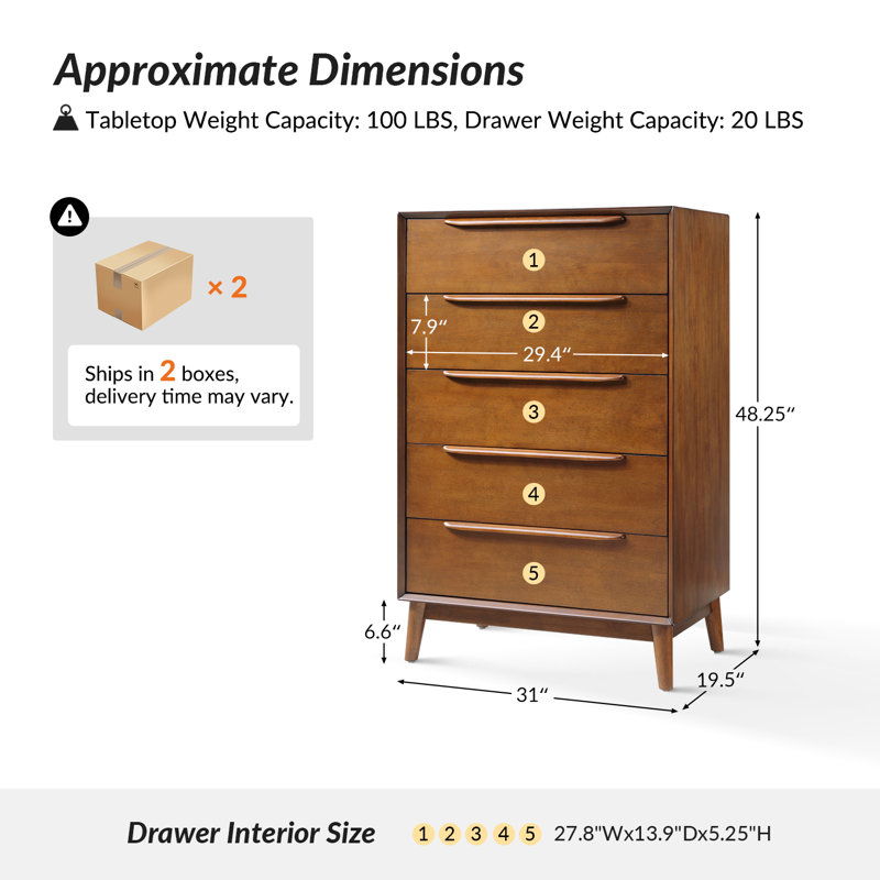 Commode 5 tiroirs Aviannah, Gland