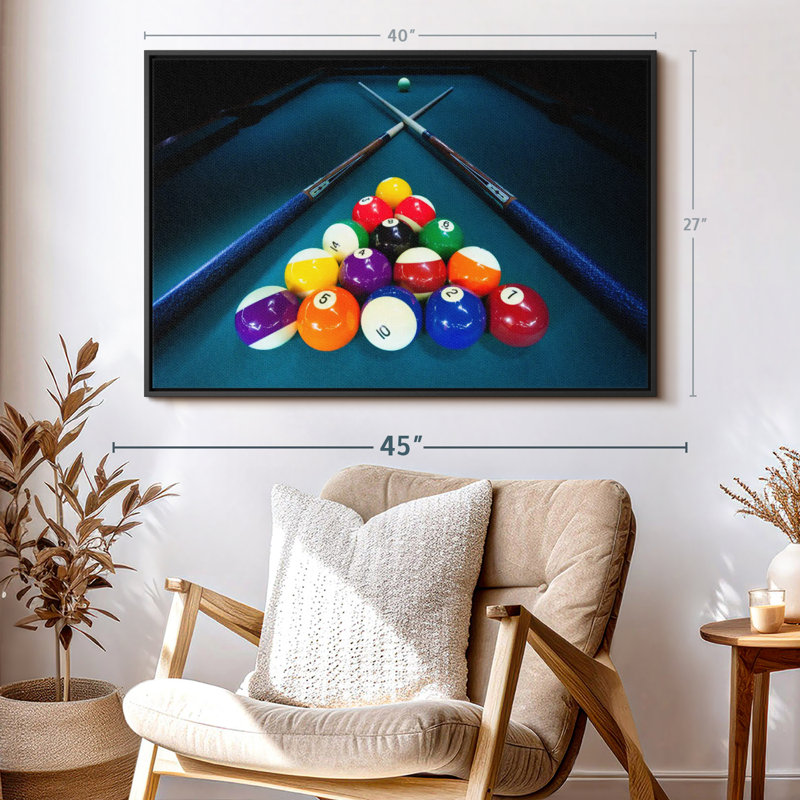 Billiard Cue Stick Triangle Canvas Print, 27" H x 40" W