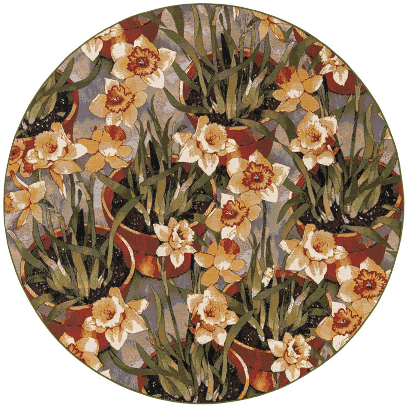 Verdure Outdoor Botanical Rug, Round 7'10"