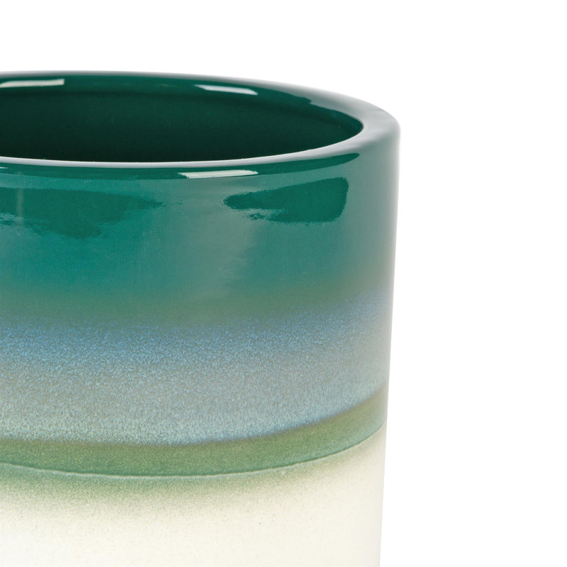 Ceramic Pot Planter, 13.5cm H x 14cm W x 14cm D, Green