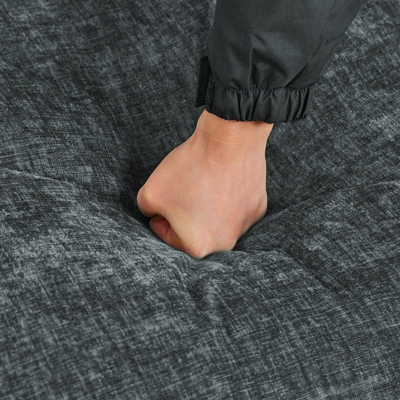 Canapé-lit en chenille moderne avec repose-pieds, Gris chenille, H 33,85 po x l 77,16 po x P 35,82 po