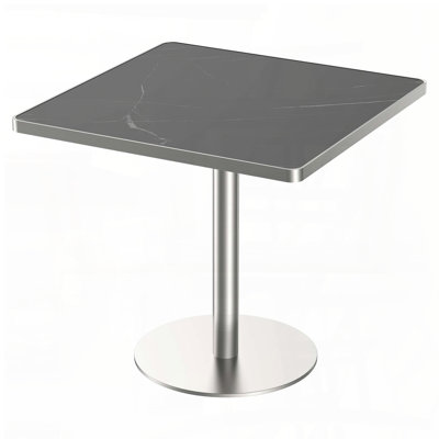 Square Faux Marble Dining Table with Titanium Gold Legs (31.5")
