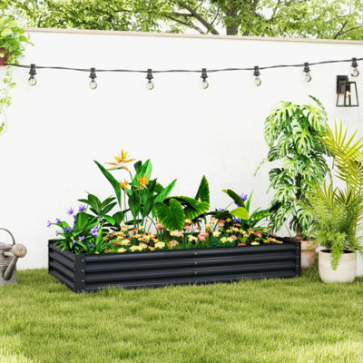 180 x 90cm Galvanized Steel Raised Garden Bed, Open Outdoor Planter for Plants and Vegetables