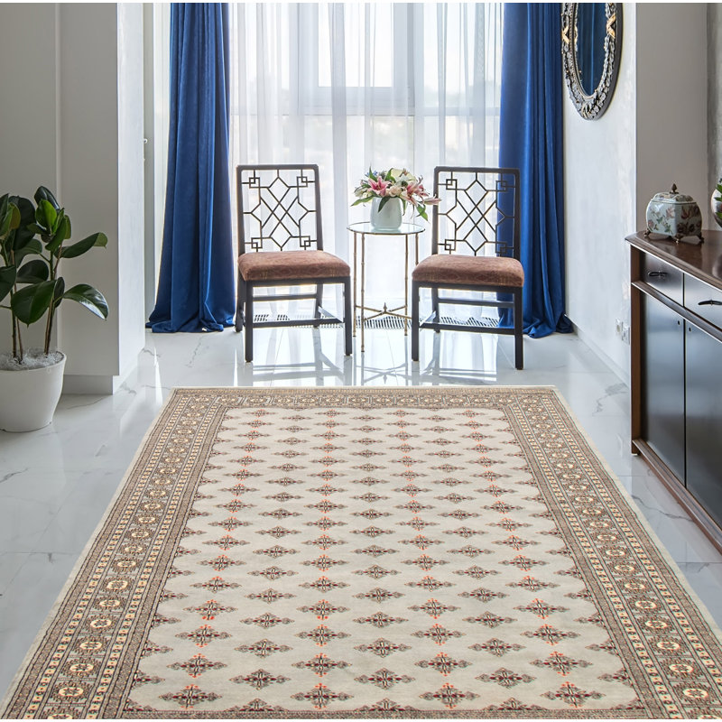 Tapis gris 6 pi 4 po x 9 pi 5 po Finha Peshawar Bokhara