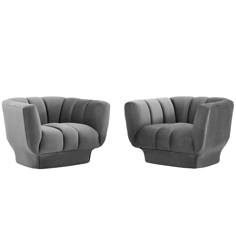 Fauteuil en velours Performance, Gris
