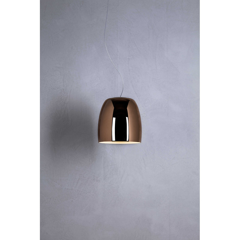1 - Light Matt White Dome Pendant, Copper, 200cm H x 30cm W x 30cm D