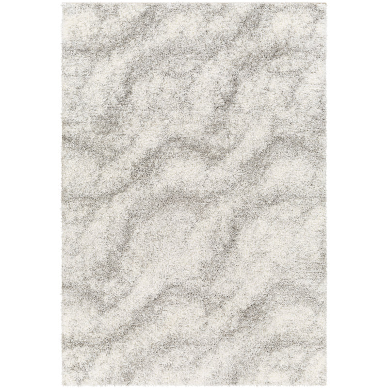 Tapis gris tissé à la machine Autherine, Rectangle 7 pi 10 po x 10 pi